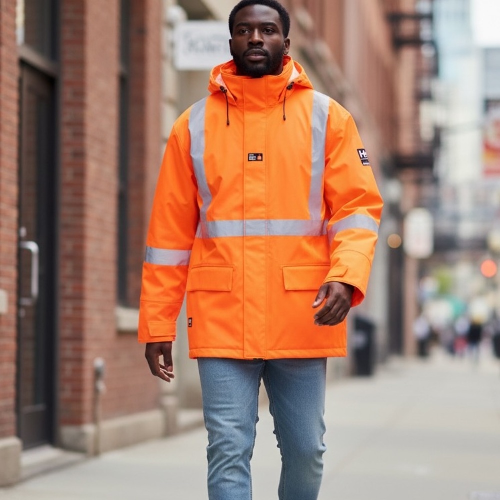 Helly Hansen Men's Wabush Flame-Resistant Orange NEW Jacket Visabile LARGE